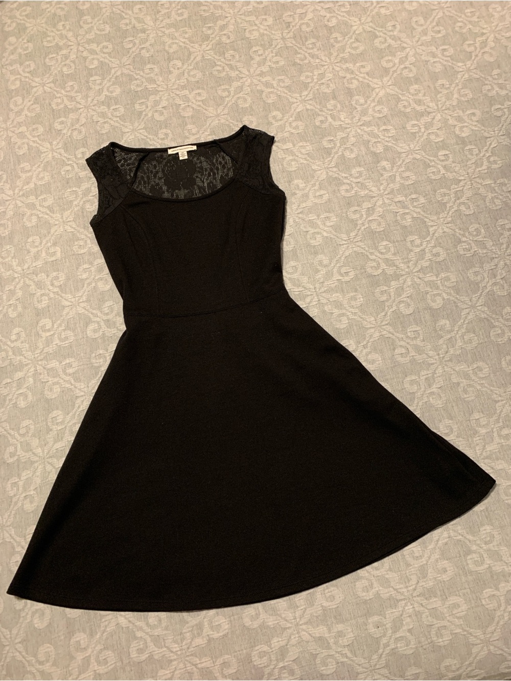 American Eagle Outfitters Black Lace-Back Fit & Flare Dress (Size 00)